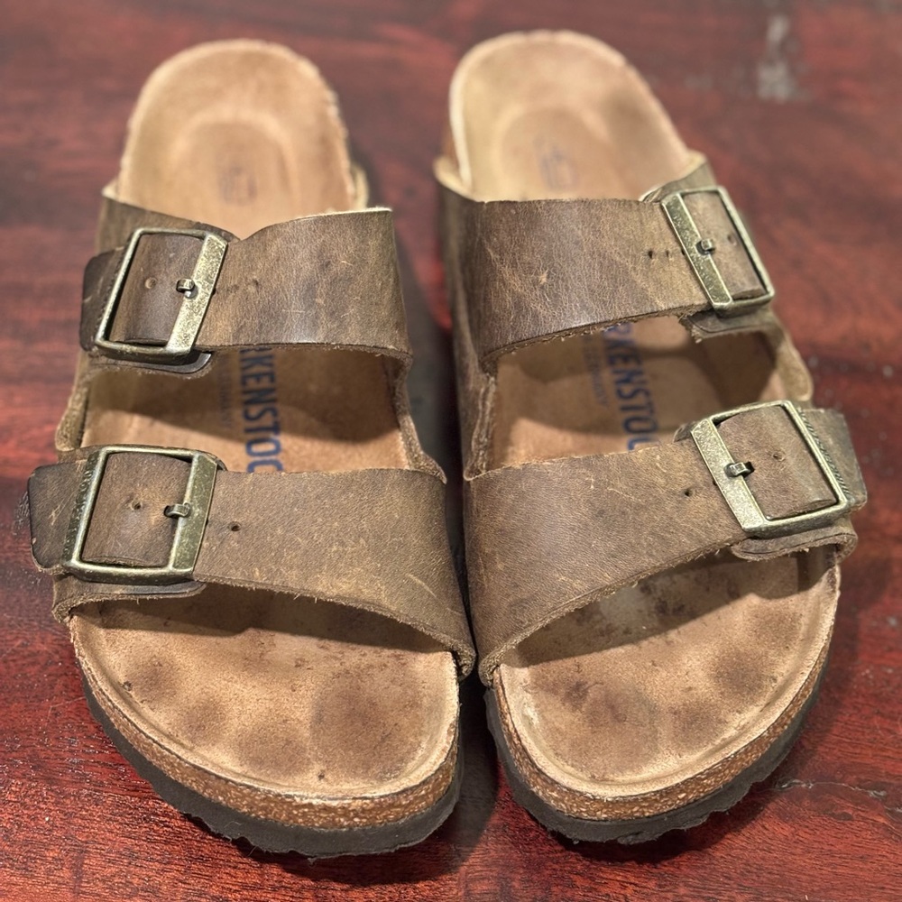 Birkenstock Brown Leather Footbed Sandals